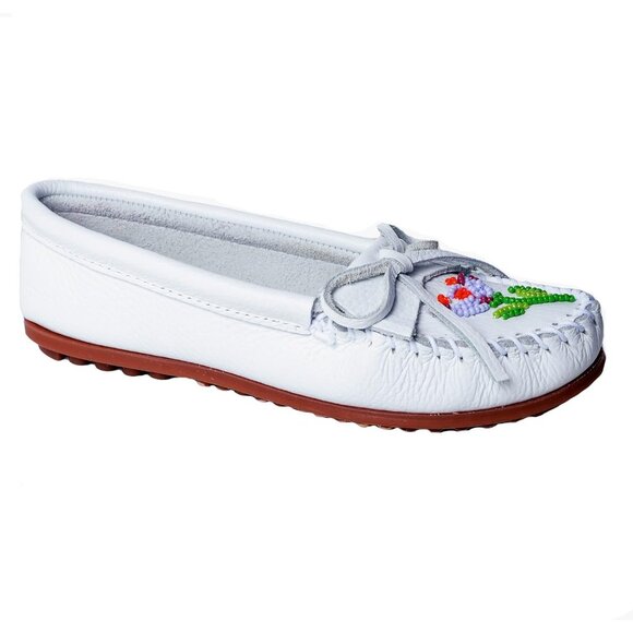 Women's White Floral Embroidery Flower Design Leather Upper Slipper Boot - Picture 1 of 7